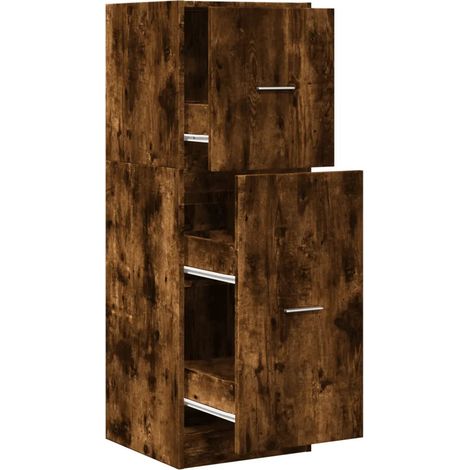Armario boticario multifuncional con cajones de almacenamiento 40 x 41 x 118 cm fabricado en madera de ingeniería acabado roble ahumado 020050641 (1/5)