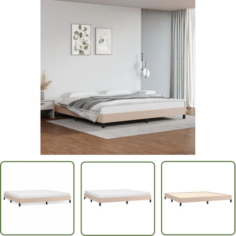 The Living Store Cadre de lit sans matelas cappuccino 200x200 cm similicuir - Cadre De Lit - Lit Double - Similicuir - Lit Capitonné - Meuble Chambre À Coucher (1/5)