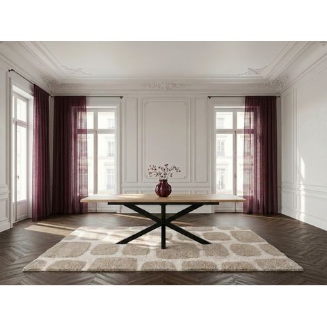 BOBOCHIC - Table extensible SABINE bois massif d'acacia et métal 180 à 220 cm (1/5)