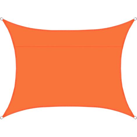 S-giant Toile de protection solaire rectangulaire en tissu 3x5m imperméable à la lumière, avec œillets et cordes, adaptée pour jardin et terrasse extérieurs.(Couleur orange) (1/5)
