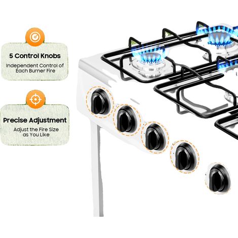 Cuisinière à gaz, 5 bruleurs, 2,5 kW par bruleur, Dimensions 6444,516,5 cm, Allumage manuel, Portable pour la cuisson en extérieur (1/5)