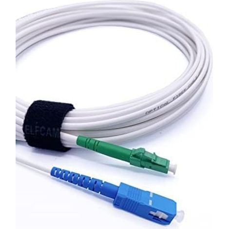 Elfcam - 10m Câble à Fibre Optique SC/UPC à LC/APC Monomode Simplex 9/125μm OS2 Jarretière Optique LSZH Blanc (1/4)