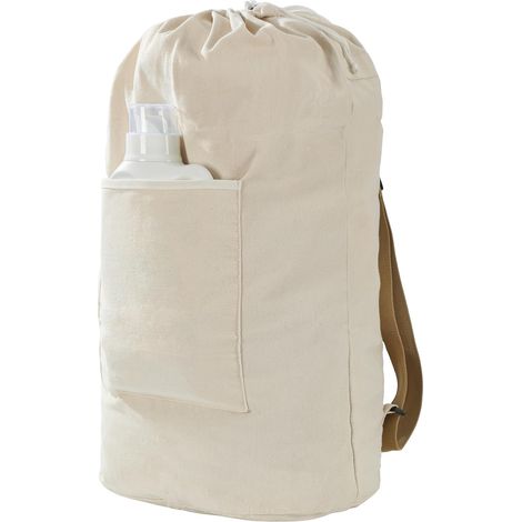 Sac à linge - Toile résistante - Fermeture à cordon - Poche avant grande taille - Bretelles réglables - X-Large (1/5)