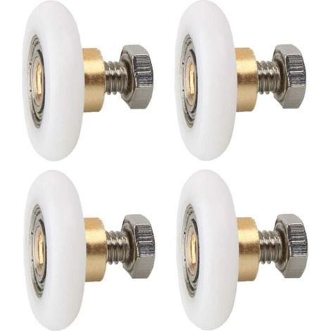 27 mm 4 pièces Roulette Porte de Douche, Roues de Rechange pour Porte de Douche Roulettes de Rechange pour Porte de Douche RainuréE avec vis Diamètre 27 mm (1/4)