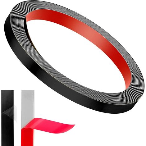 Bande décorative noire en acier inoxydable auto-adhésive 6M X 10MM Bandes métalliques auto-adhésives Bandes en tôle à décoller et à coller imperméables pour mur, porte, meubles, cadres de miroir (1/5)