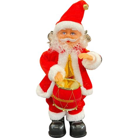 Elektrische, musikalische Weihnachtsmannfigur, singend und tanzend, batteriebetriebene Dekoration, Weihnachtsspielzeug für den privaten oder gewerblichen Gebrauch, mit Schlagzeuger (1/5)