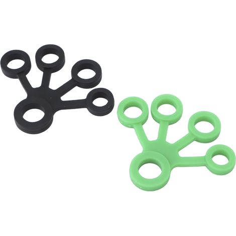Lot de 2 élastiques de résistance portables en silicone pour les doigts, renforçateurs de main, 11 lb (vert foncé et noir) (1/5)
