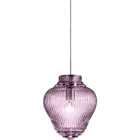 Clyde Suspension En Verre Soufflé Améthyste Avec Travail Rigadin Et Structure En Métal Gris, Design Modulaire Pour Intérieur, 23 Cm (1/3)