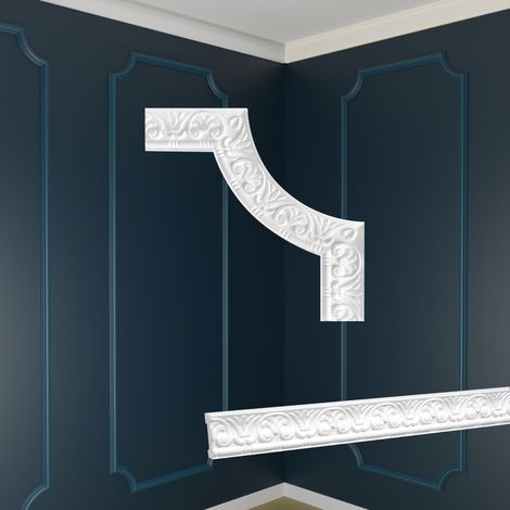 MARBET DESIGN decorazione da parete in polistirolo bianco - cornici e segmenti per pareti: 4 Ecksegmente (de), Eckrahmen NB-10-01 (de)