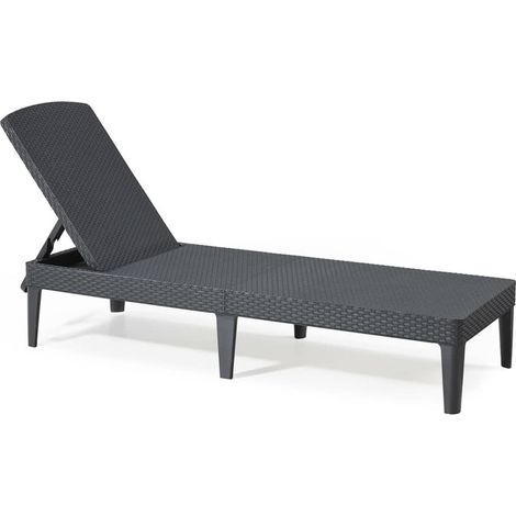 ALLIBERT Bain de soleil JAIPUR - 4 positions - Imitation resine tressee - Graphite