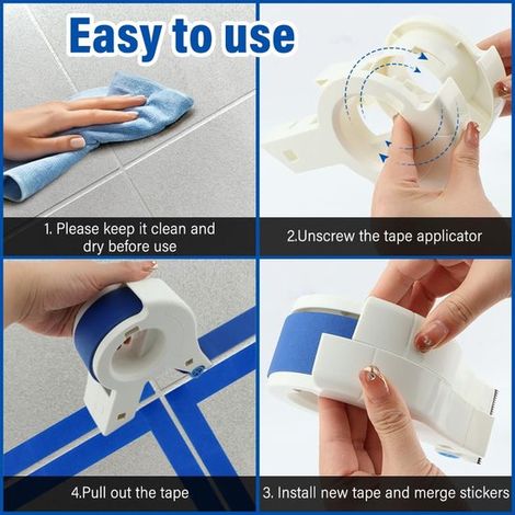 Dispensador de cinta adhesiva,Dispensador de cinta,Dispensador de cinta,Con 1 rollo de cinta adhesiva azul,Blanco (1/4)