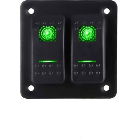 Universeller 12-24V Doppelschalter mit grüner LED für Auto, Bus, LKW, Boot, Kehrmaschine, Sprühgerät, Yacht (1/4)