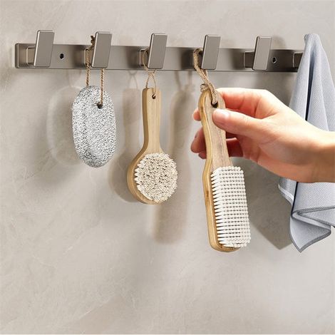 Ganci appendiabiti senza foratura, pratico attaccapanni, adesivo forte, organizzazione per ingresso, guardaroba, bagno, nero, 6 ganci (1/3)