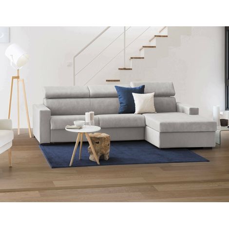 Dmora - Sofa cama Daart, Sofá de esquina, 100% Made in Italy, Sofá con apertura giratoria, con Península de Contenedores a la Derecha, con reposabrazos estándar, Cm 280x95h85, Gris (1/5)