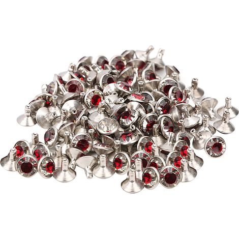 100PCS Rivets Cristal Strass Coeur Rouge 9mm pour Bagages Chaussures Chapeaux Vêtements Accessoires Blanc Diamant (1/5)