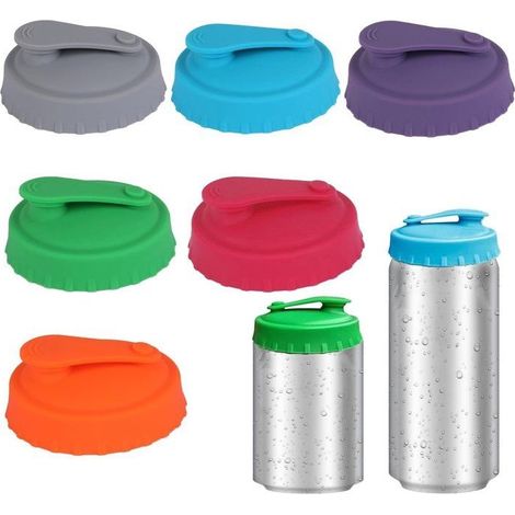 Lot de 6 couvercles réutilisables en silicone anti-émission pour canettes de soda, compatibles avec les canettes de Coca-Cola, (1/5)