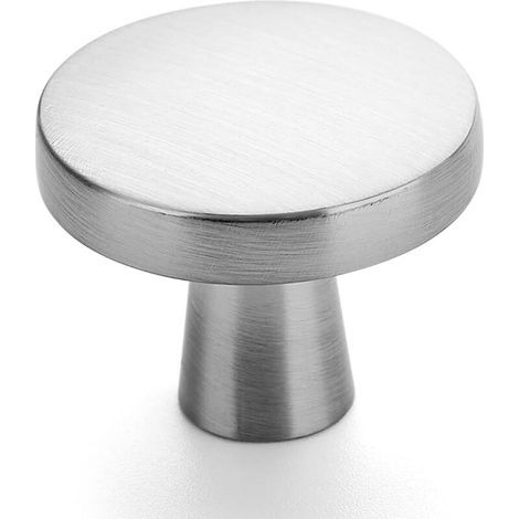 Une poignée de tiroir argentée, 3,23,22,5 cm, bouton de meuble de cuisine rond et massif pour tiroirs de coiffeuse. (1/5)