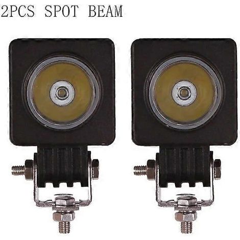Projecteur de travail LED 10 W 12 V/24 V 5 cm (2 pouces) pour mini-voiture, camion, quad, moto, 4x4, tracteur, vélo, clignotant, antibrouillard, phare de route, 2 spots carrés (1/5)