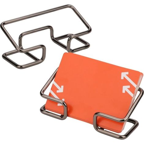 Bardusch-2 porte-cartes de visite noirs en métal pour 50 cartes, pour bureau et maison (1/5)