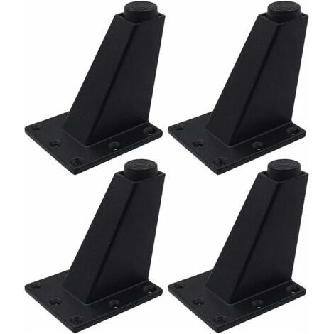 Lot de 4 Pieds de meubles, Pieds triangulaires réglables de meubles de cuisine de jambes de meubles d'alliage d'aluminium,Facile à installer, belle mode,couleurs noir et blanc en option (Noir,8cm) (1/5)