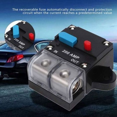 Disjoncteur Réinitialisable - 200 A - 12 V À 24 V Cc - Pour Systèmes Audio Voiture Amplificateur - 1 Pièce (1/4)