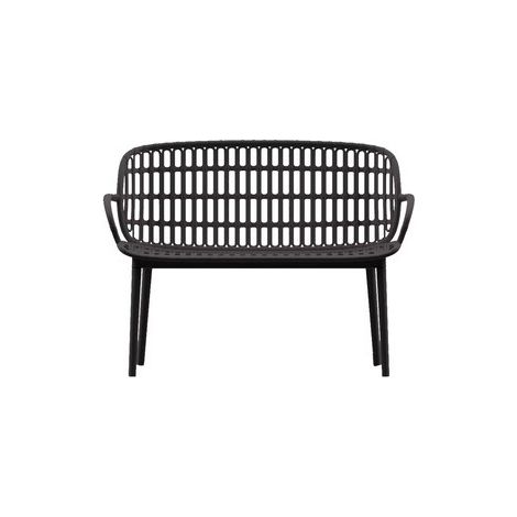 Divano da Giardino in Polipropilene Effetto Bamboo 115 x 61 x 81 cm Antracite con Gambe Avvitabili Positano