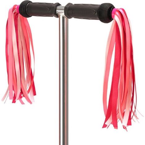 Guirnaldas para manillar,Decoración para manillar de bicicleta,Decoración para bicicleta infantil,Guirnaldas para puños,rosa y blanco,2 piezas (1/5)