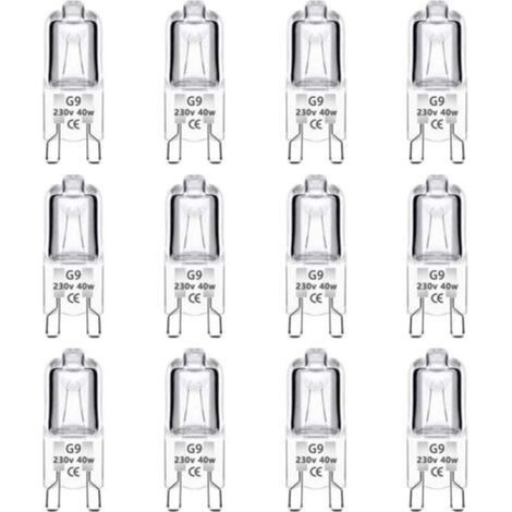 Lot de 12 Ampoule Halogène G9 40W 230V Dimmable 0-100%, 480LM, Blanc Chaud 2700K, G9 Bi-Pin Base Halogène Lampe, Sans Scintillement, pour Four, Lustres, Lampes de Paysage, Éclairage d' (1/5)