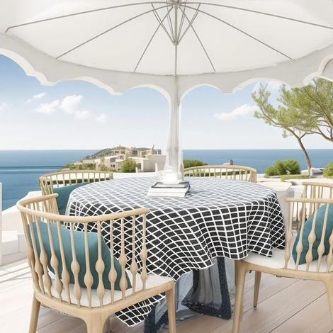 Nappe d'extérieur imperméable avec trou pour parasol et fermeture éclair ronde noire 150 x 150 cm (1/4)