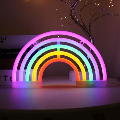 Lumières néon suspendues, lampe néon planète USB/piles pour bar, décoration de mariage, fête d'anniversaire, etc. (Arc-en-ciel, 30,3218 cm) (1/5)