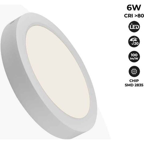 Barcelona Led – Plafonnier LED en saillie 6W 600 lumens – Rendement lumineux 100lm/W – IP20 – Angle d'ouverture 120° – Blanc neutre