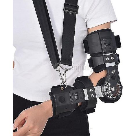 Attelle de fixation du coude à longueur réglable Jwl, attelle d'entraînement du coude, écharpe respirante pour l'avant-bras, protection améliorée pour le bras gauche (1/4)
