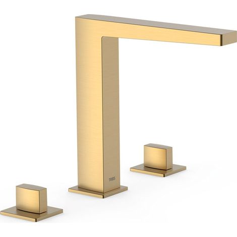 TRES 20210501OM SLIM Grifo Bimando De Repisa para Lavabo Color Oro Mate 24K - ref: 20210501OM