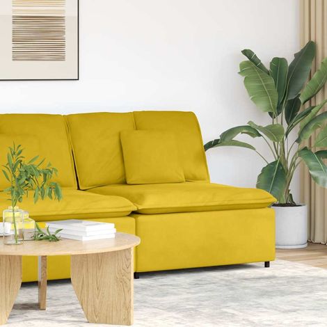 Modulares Sofa Mittelmodul mit Kissen Gelb 100 cm