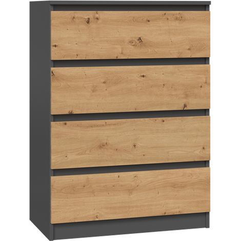 Cómoda moderna de antracita/roble artesanal - Diseño minimalista, frentes sin tiradores, alta calidad, fabricante polaco. (1/5)