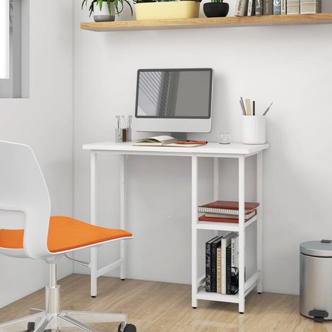 Bureau d'ordinateur blanc 80x40x72 cm en MDF et métal