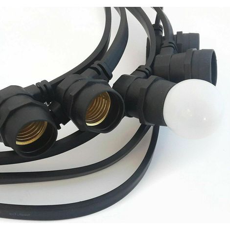 CATENA stagna gomma Nera STRINGA 2 metri 8 attacchi e27 luce LED IMPERMEABILE IP67