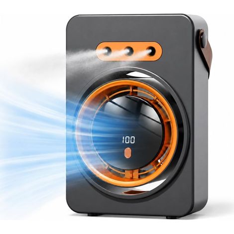 Tragbarer Klimaventilator mit Nebelfunktion, mobile Klimaanlage ohne Abluft mit 5 Geschwindigkeitsstufen und Timer, leise mobile Klimaanlage mit 3 Öffnungen für Zuhause, Auto, Camping (Schwarz) (1/5)