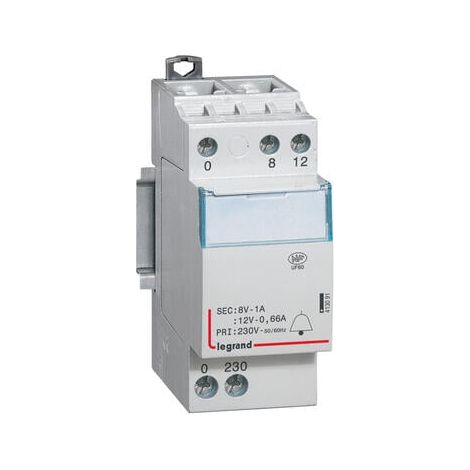 Legrand 413091 Trasformatore per campanello - 230 v / 12-8 V - 8 va - 2 mod