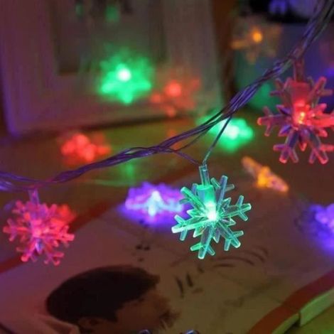 ZS13151-Guirlande lumineuse 5 M 50 LED batterie décorative forme de flocon de neige - Lumière de couleurSQ (1/3)