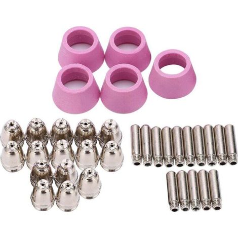 Kit Consommables Torche Découpe Plasma avec Pointe Contact Électrode et Buse Céramique Compatible AG60 SG5535