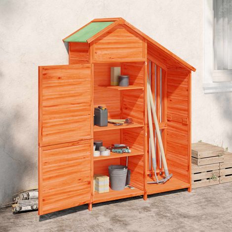 Abri à outils, Abri de stockage, Cabane à outils de jardin marron 120x53,5x170 cm bois massif pin LKOWF48147 (1/5)