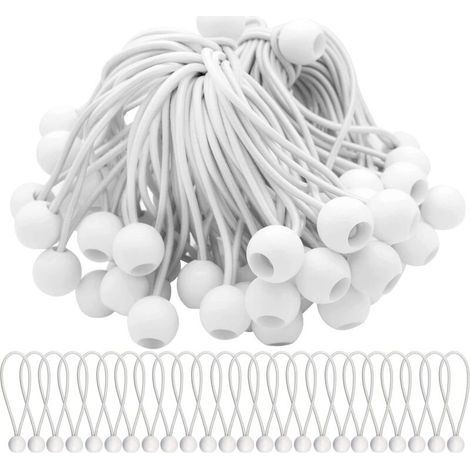 Lot de 75 Tendeur Elastique Cordons Élastiques avec Boules Sandow Elastique Boules Elastiques pour chapiteaux, tentes, bannières et bâches (1/4)
