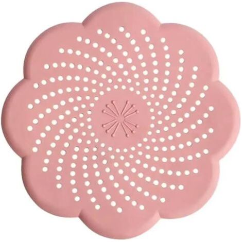Couvercle De Drain De Sol En Silicone En Forme De Fleur, Filtre D'évier En Maille, Accessoire De Salle De Bain Anti-blocage(Pink) (1/5)