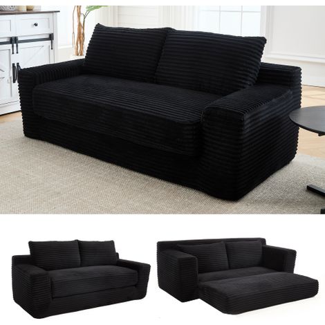 Canapé deux places avec mousse mémoire – aucune construction nécessaire, fonction 2 en 1, raccordement à corde – canapé compact pour petites pièces, appartements, bureau à domicile et chambre à couche (1/4)