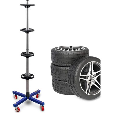 Stabiler fahrbarer Felgenbaum Reifenwagen Felgenständer Reifenständer Radwagen bis 225mm Blau