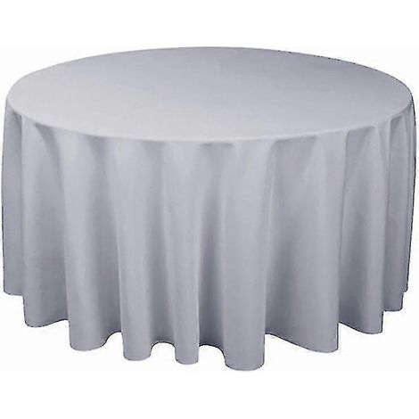 1 nappe ronde en polyester blanc/noir/rouge/bleu/doré, unie, idéale pour les mariages, les anniversaires et la décoration intérieure. (1/4)