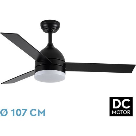 Ventilador de techo Abrila Legio negro, ventilación e iluminación interior, aspas reversibles negro y roble, 3 temperaturas de luz, temporizador y mando a distancia (1/3)