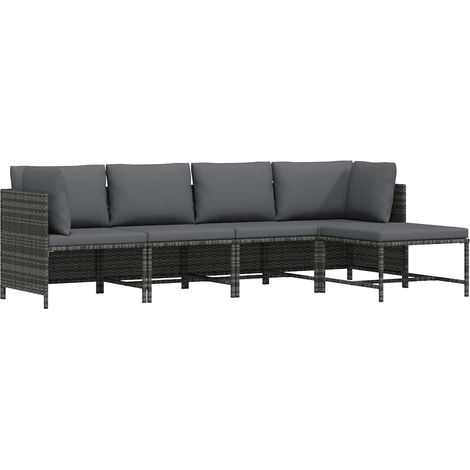 Maison Exclusive - Set Divani da Giardino 4 pz con Cuscini in Polyrattan Grigio (1/5)