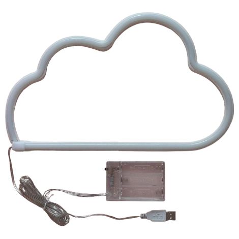 Enseigne Néon Nuage - LED Basse Tension - Alimentation USB ou Piles - Décoration Chambre Enfant Fille - Accessoire de Table - Idée Cadeau Anniversaire Noël - 30 x 18,5 x 2 cm (1/5)